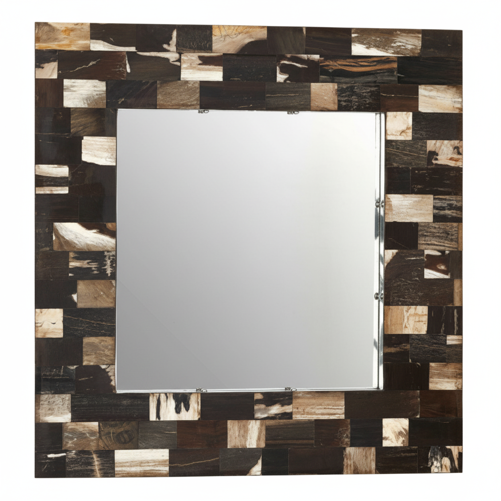 Relic Square Petrified Wood Wall Mirror