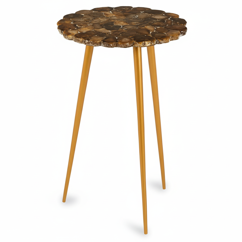Relic Round  Side Table with Agate Top
