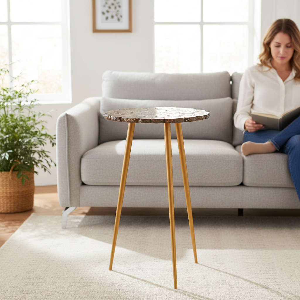 Relic Round  Side Table with Agate Top