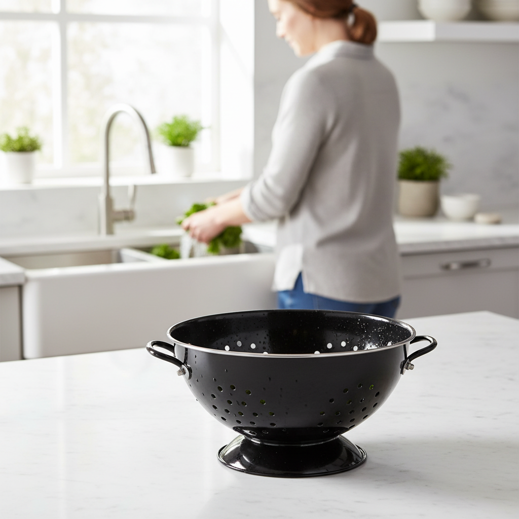 Retro Black Enamel Colander