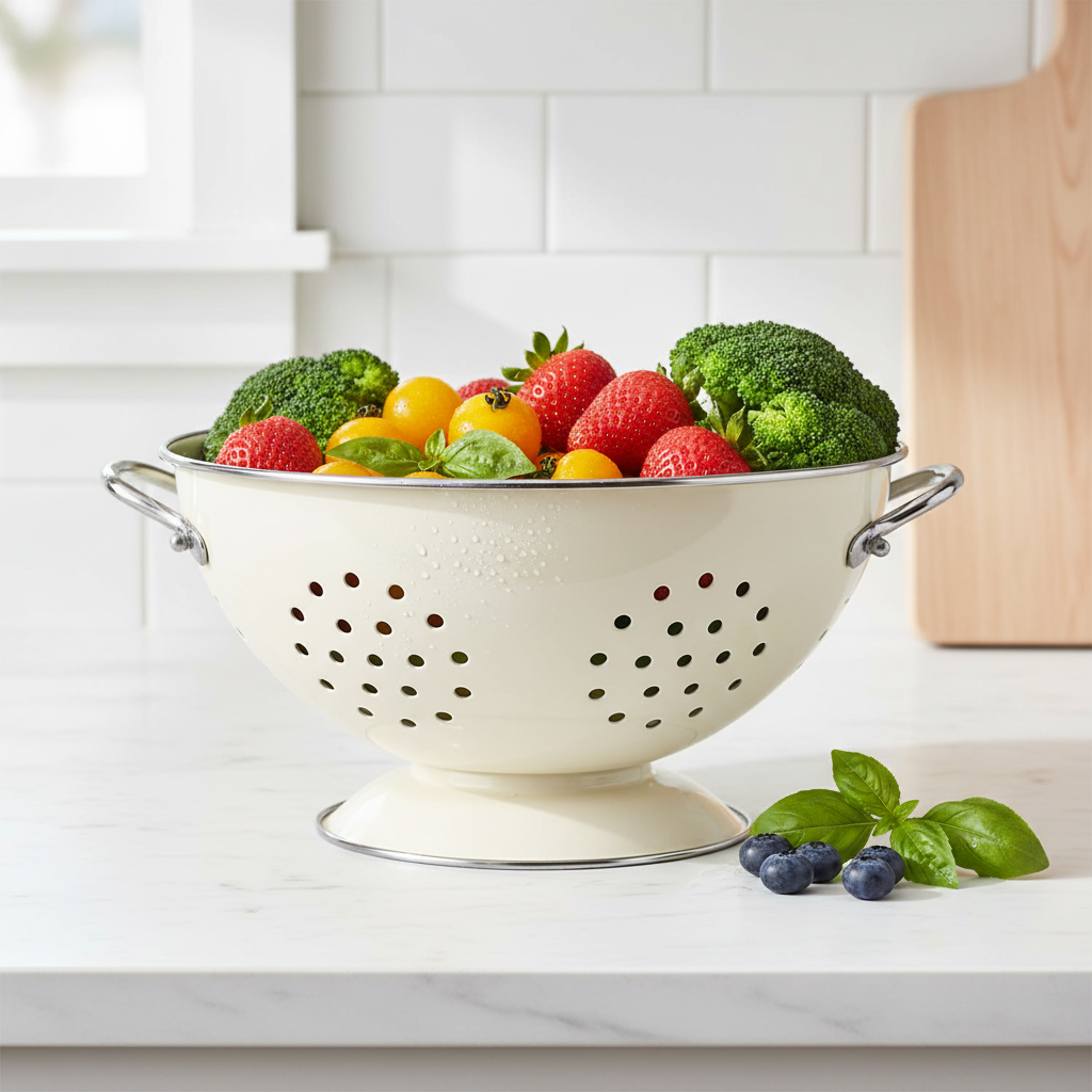 Retro Cream Enamel Colander