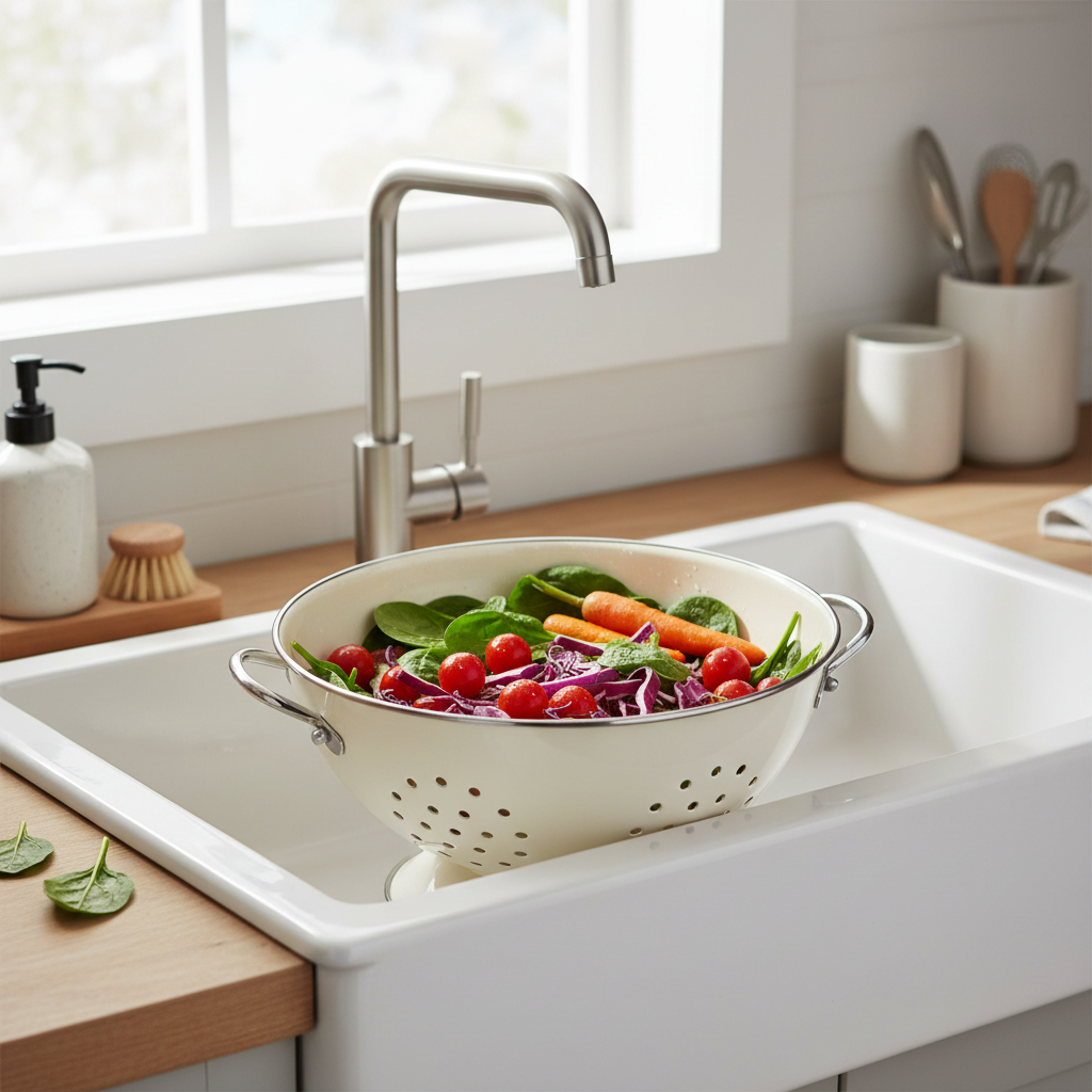 Retro Cream Enamel Colander