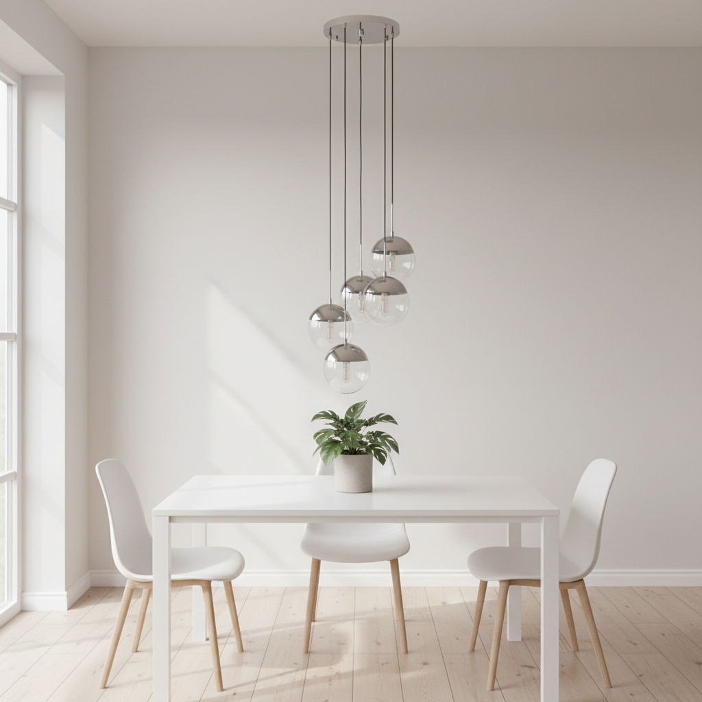Revive Chrome Finish Five Pendant Lights