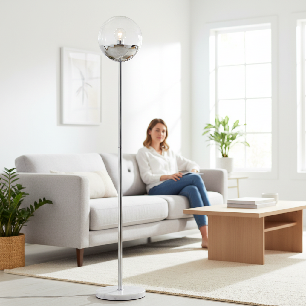 Revive Chrome Finish Metal Floor Lamp