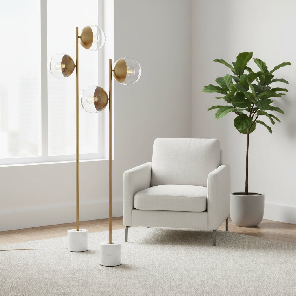 Revive Two Light Gold Finish Floor Lamp