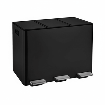 Rex 45L Matte Black 3 Compartment Recycle Bin
