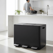 Rex 45L Matte Black 3 Compartment Recycle Bin
