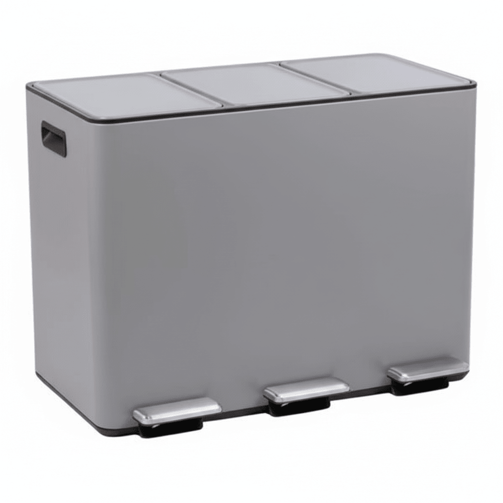 Rex 45L Matte Grey 3 Compartment Recycle Bin