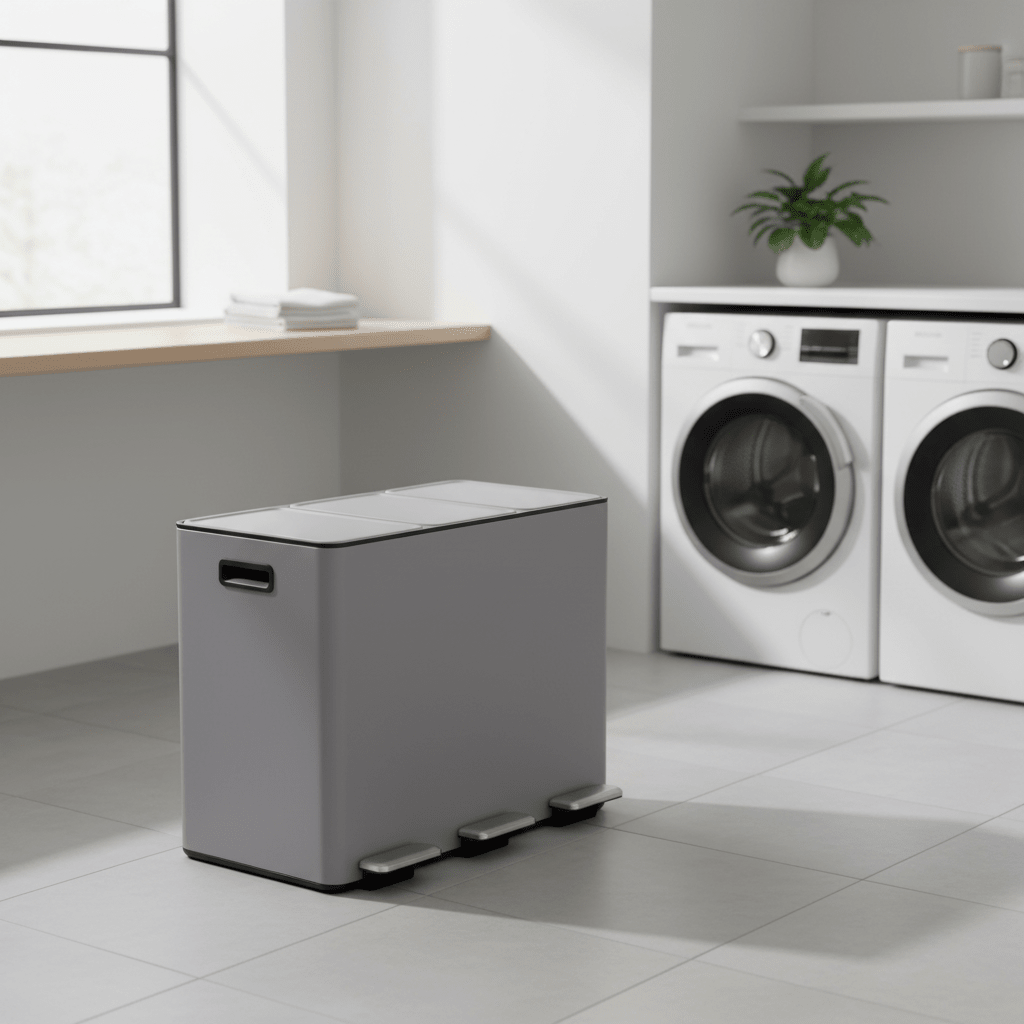 Rex 45L Matte Grey 3 Compartment Recycle Bin
