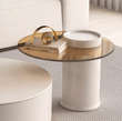 Riviera Round Nesting Coffee Table Set With Ottoman, White