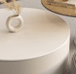 Riviera Round Nesting Coffee Table Set With Ottoman, White