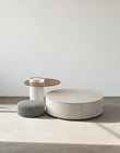 Riviera Round Nesting Coffee Table Set With Ottoman, White