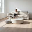 Riviera Round Nesting Coffee Table Set With Ottoman, White