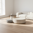 Riviera Round Nesting Coffee Table Set With Ottoman, White