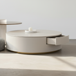 Riviera Round Nesting Coffee Table Set With Ottoman, White