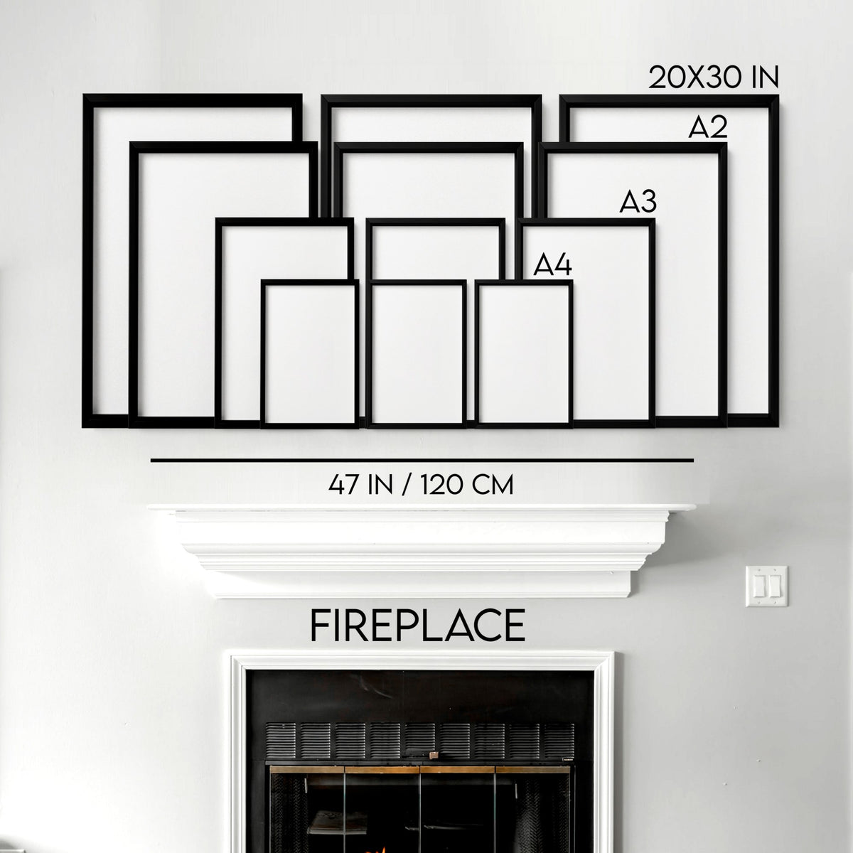 Wall art size guide — Above Fireplace