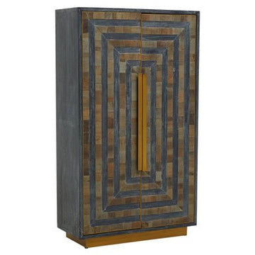 Roselle Recycled Elm Wood Cabinet With Brass Finish Base
