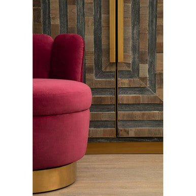 Roselle Recycled Elm Wood Cabinet With Brass Finish Base