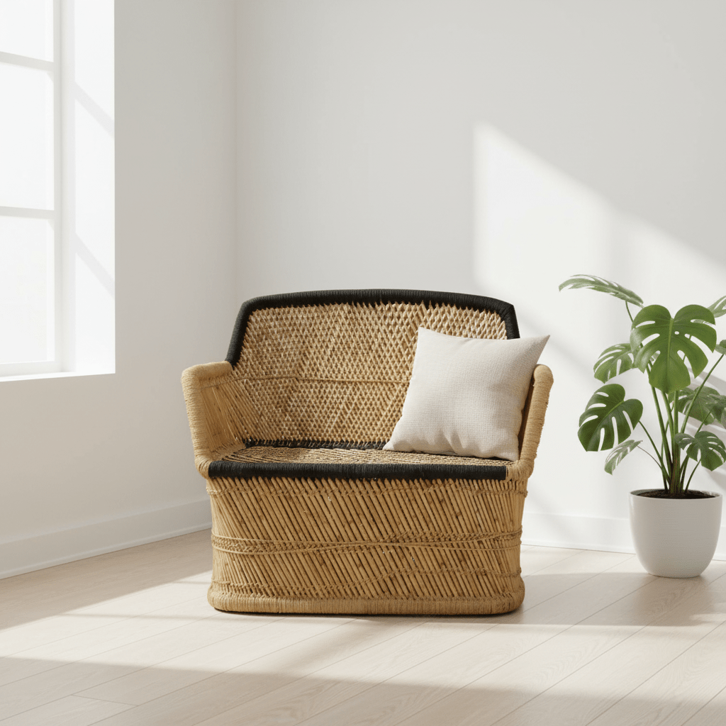Rowan Two Seater Natural And Black Sofa