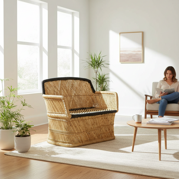 Rowan Two Seater Natural And Black Sofa