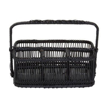 Rustic Black Rattan And Bamboo Caddy Bask