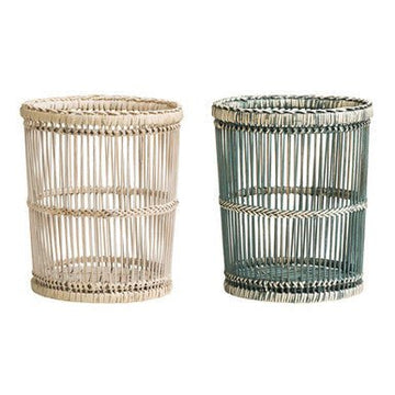 Rustic Rattan/Bamboo Grey Washed Waste Bin