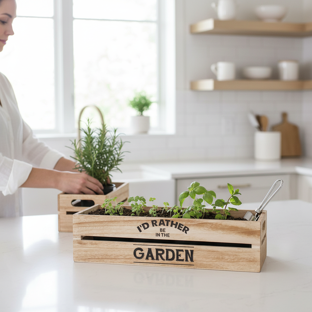 Rustic Natural Planter And Herb Crate