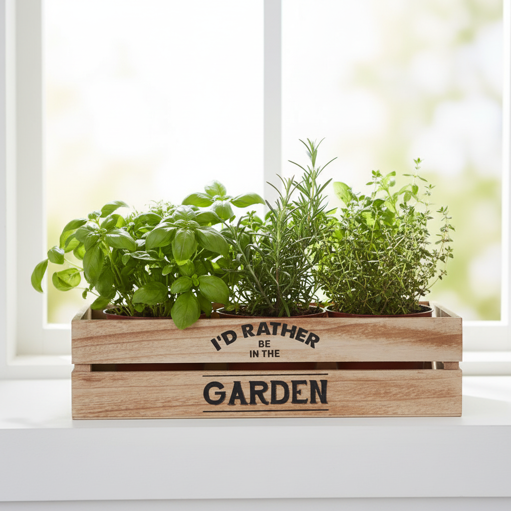 Rustic Natural Planter And Herb Crate