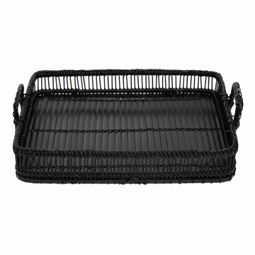 Rustic Rattan And Bamboo Black Rectangul