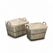 Rustic Rattan/Bamboo Grey Washed Set of 2 Storage Baskets