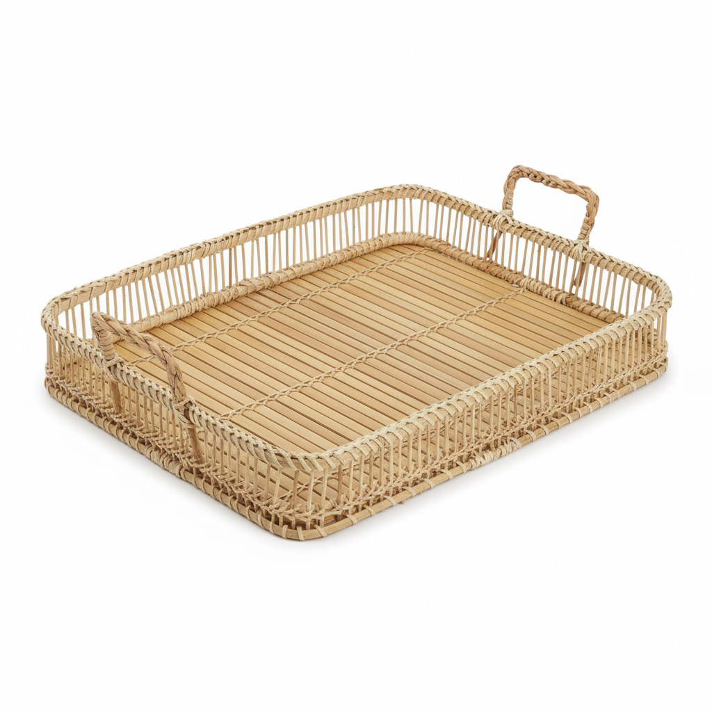 Rustic Rattan/Bamboo Natural Rectangular
