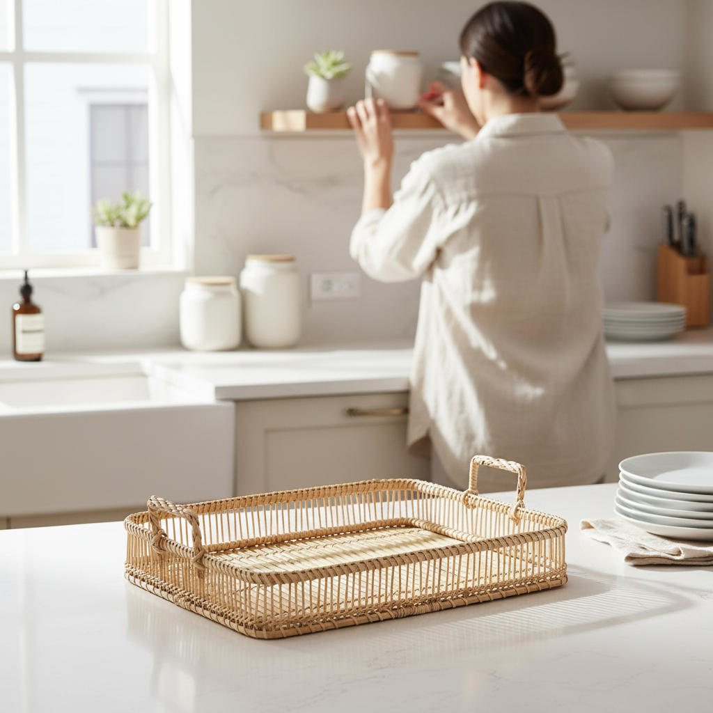 Rustic Rattan/Bamboo Natural Rectangular