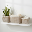 Rustic Rattan/Bamboo White Washed Set of 2 Storage Baskets