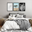 Safari Accessories For Bedroom | Set of 3 African Wildlife Wall art Prints
