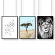 Safari Accessories For Bedroom | Set of 3 African Wildlife Wall art Prints