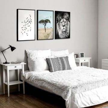 Safari Accessories For Bedroom | Set of 3 African Wildlife Wall art Prints
