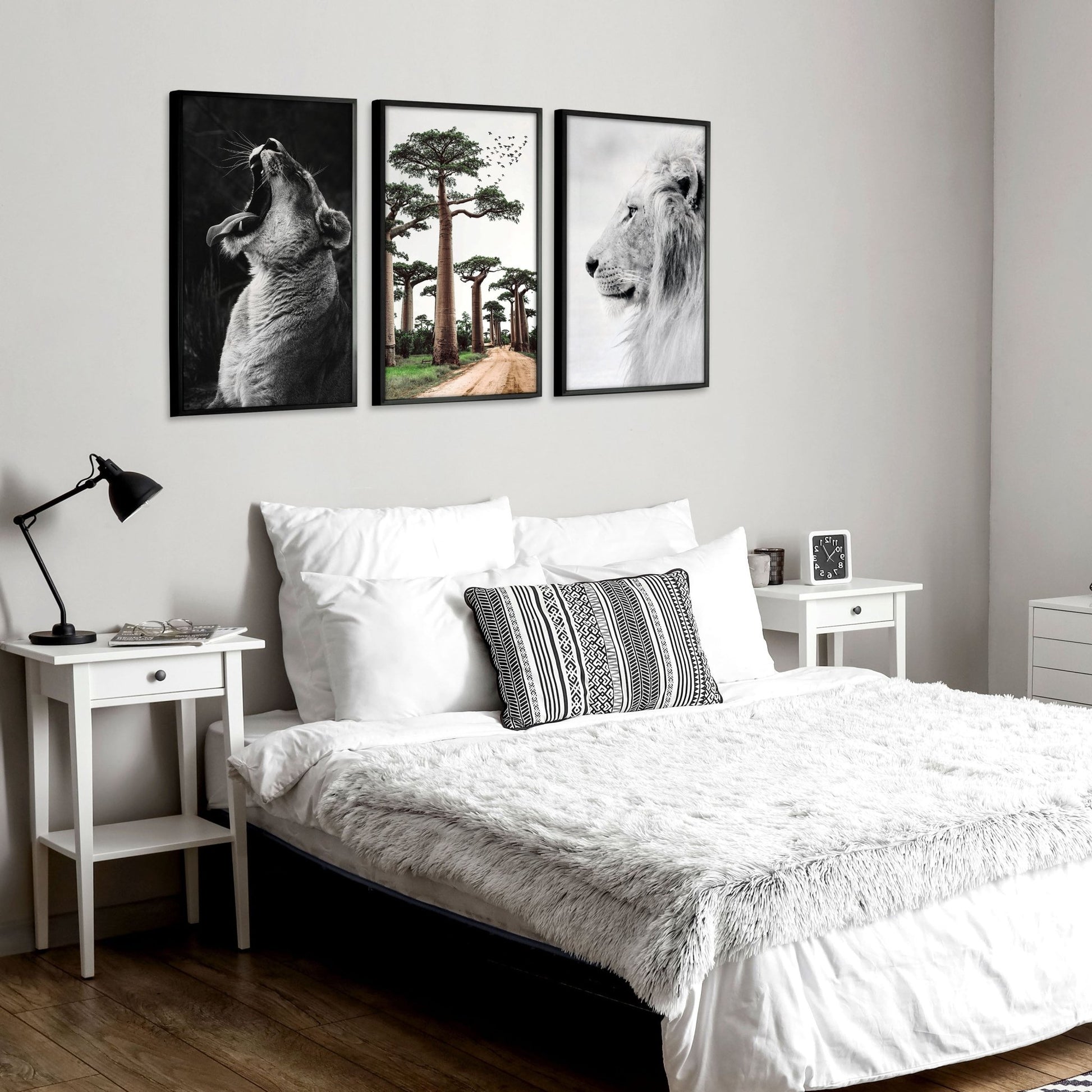 Safari Bedrooms | Set of 3 African Wildlife Wall art Prints