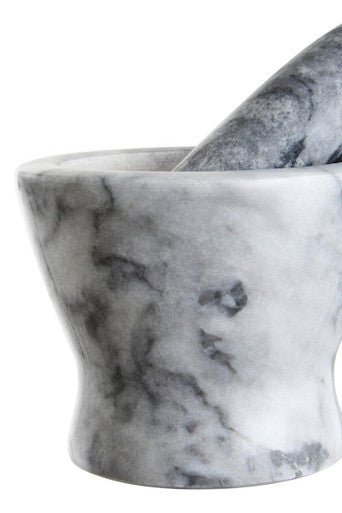 Salerno Grey Marble Curved Mortar And Pestle