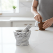 Salerno Grey Marble Curved Mortar And Pestle