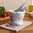 Salerno Grey Marble Curved Mortar And Pestle