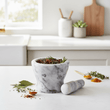 Salerno Grey Marble Curved Mortar And Pestle