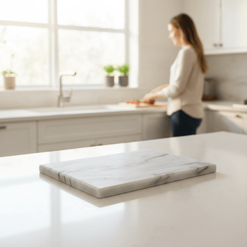 Salerno Large White Marble Rectangular Chopping and Serving Board