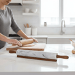 Salerno White Marble Rolling Pin With Wooden Handles