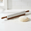 Salerno White Marble Rolling Pin With Wooden Handles