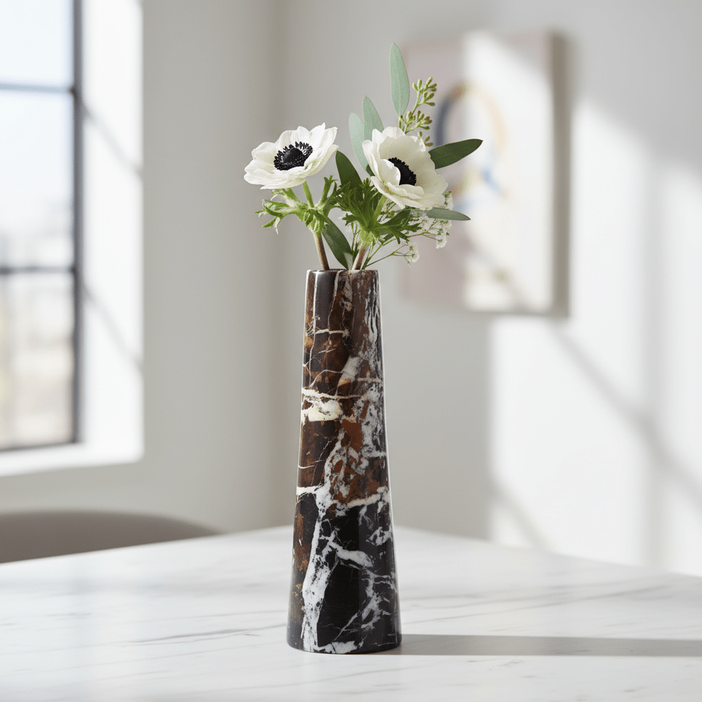 Salmo Black Marble Tapered Vase