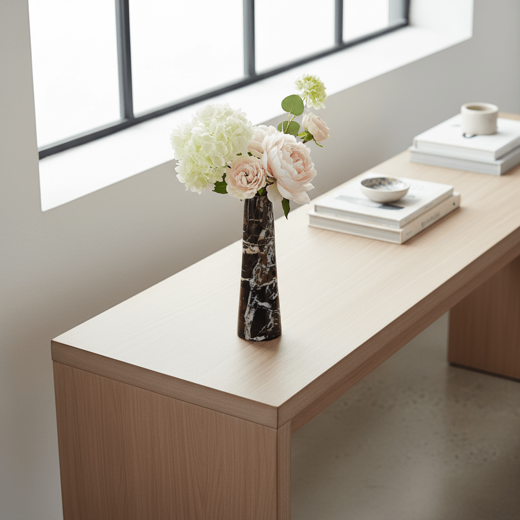 Salmo Black Marble Tapered Vase