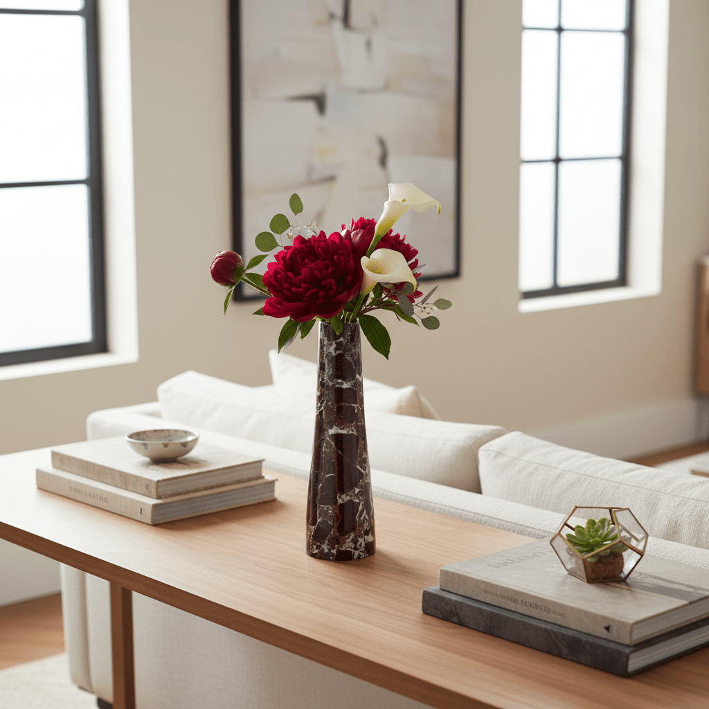 Salmo Black Marble Tapered Vase