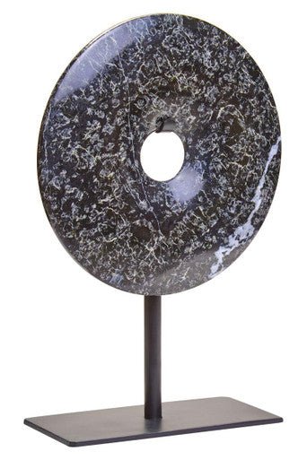 Salmo Extra Small Round Black Marble Disc Sculpture