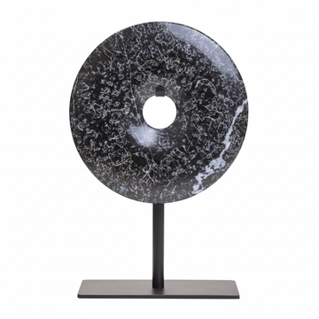Salmo Extra Small Round Black Marble Disc Sculpture