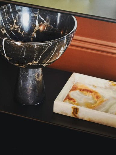 Salmo Large Black Marble Pedestal Bowl